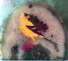 Goldfinch on Brazilian Agate